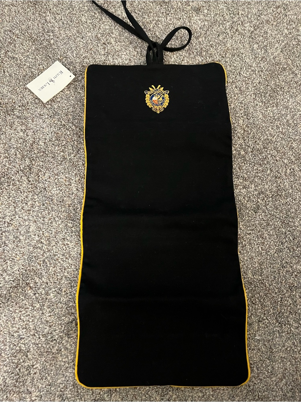 Vintage Ralph Lauren Black Canvas Travel Organizer with Yellow Piping and Crest - Picture 6 of 9